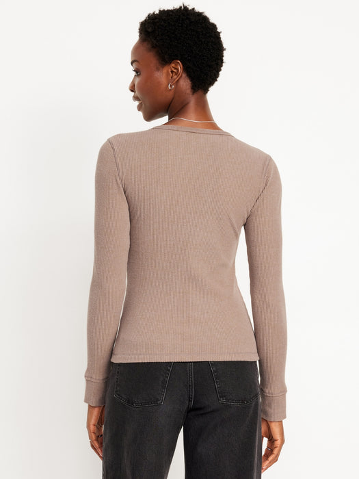 Fitted Plush Henley T-Shirt