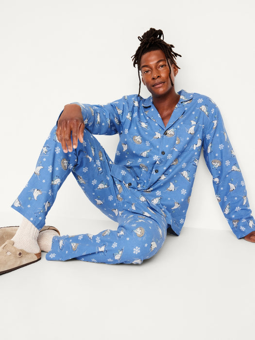 Printed Flannel Pajama Set