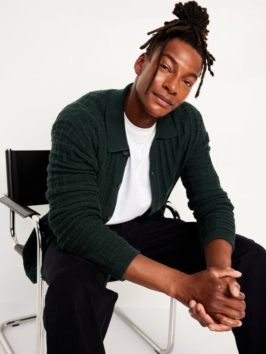 Textured Button-Down Sweater