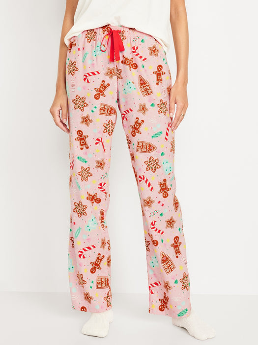Mid-Rise Printed Flannel Pajama Pants