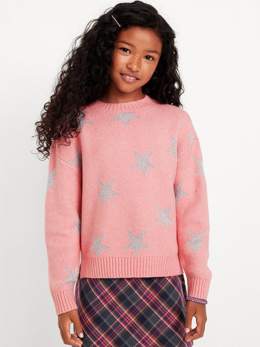 SoSoft Printed Shaker-Stitch Sweater for Girls