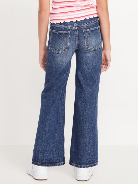 High-Waisted Baggy Ripped Wide-Leg Jeans for Girls