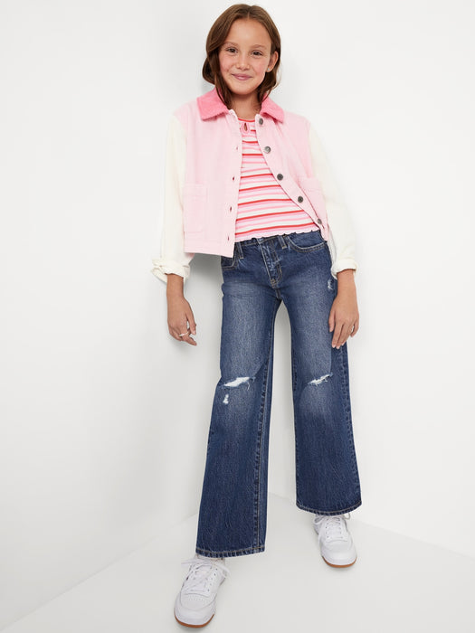 High-Waisted Baggy Ripped Wide-Leg Jeans for Girls