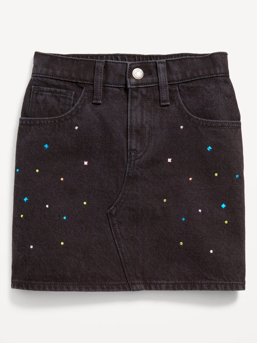 High-Waisted Sparkly Jean Skirt for Girls