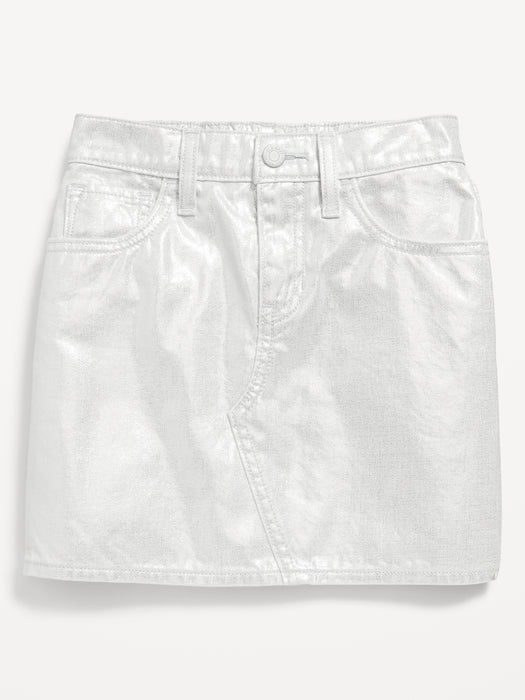 High-Waisted Shiny Jean Skirt for Girls