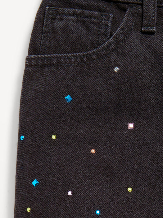 High-Waisted Sparkly Jean Skirt for Girls