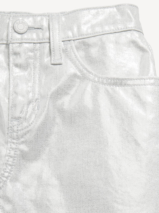 High-Waisted Shiny Jean Skirt for Girls