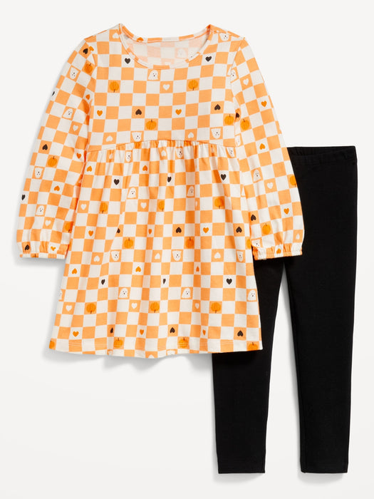 Long-Sleeve Dress &amp; Leggings 2-Pack for Toddler Girls