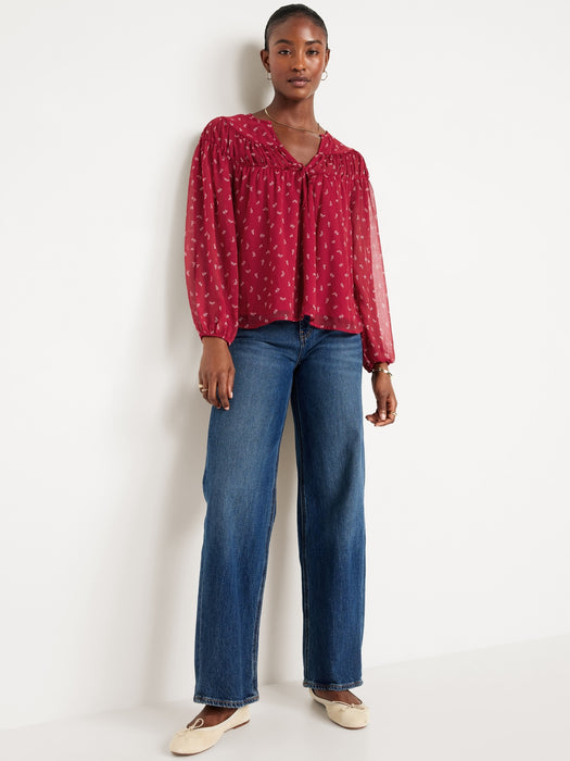 Tie-Front Chiffon Top