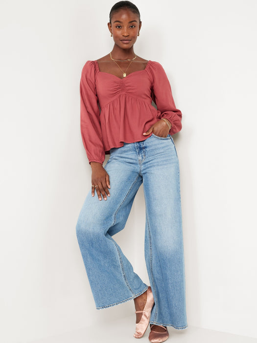 Shirred Crepe Top