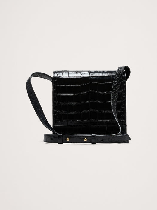 Crocodile Embossed Leather Crossbody Bag