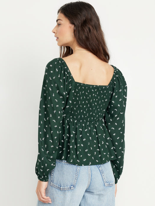 Shirred Crepe Top