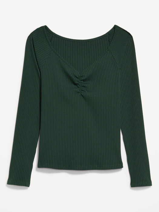 Cinched Rib-Knit Top