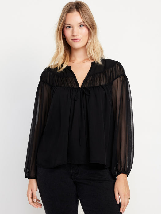 Tie-Front Chiffon Top