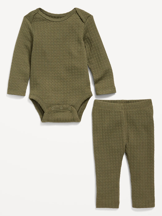Jacquard-Knit Bodysuit and Leggings Set for Baby