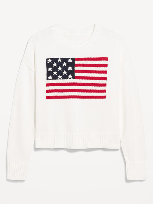 Crew-Neck Flag-Graphic Sweater