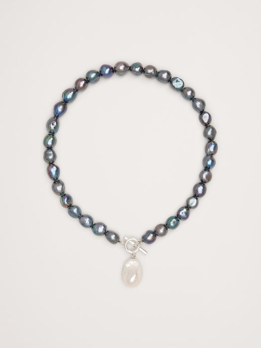 Black Pearl Statement Necklace by Aureus + Argent