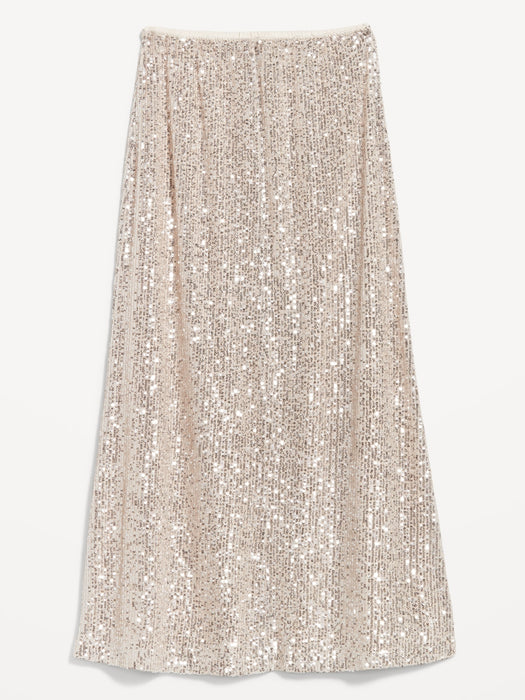 High-Waisted Sequin Maxi Skirt