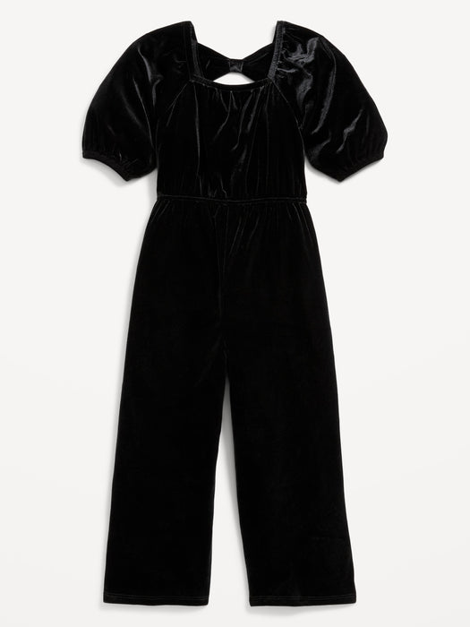 Velvet Back-Bow Jumpsuit for Toddler Girls