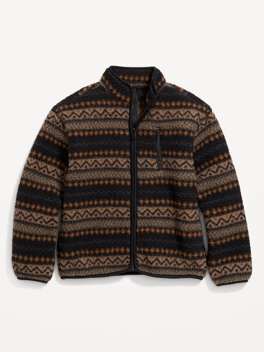 Printed Full-Zip Sherpa Jacket for Boys