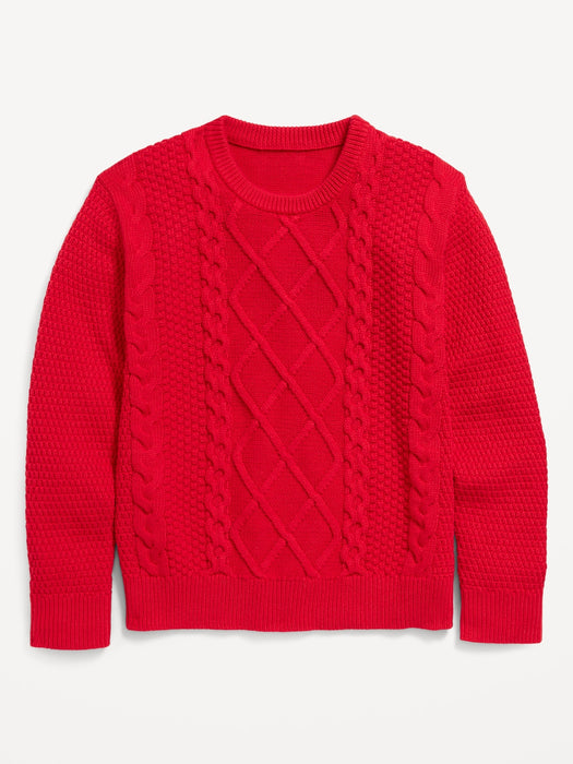Crew-Neck Cable-Knit Sweater for Boys