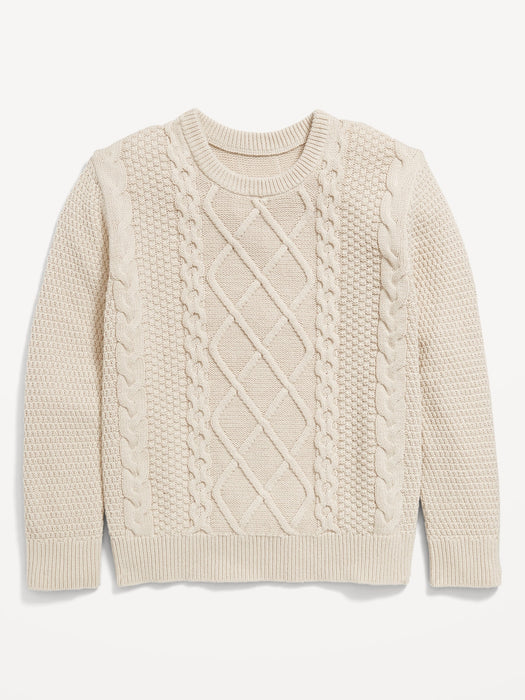 Crew-Neck Cable-Knit Sweater for Boys