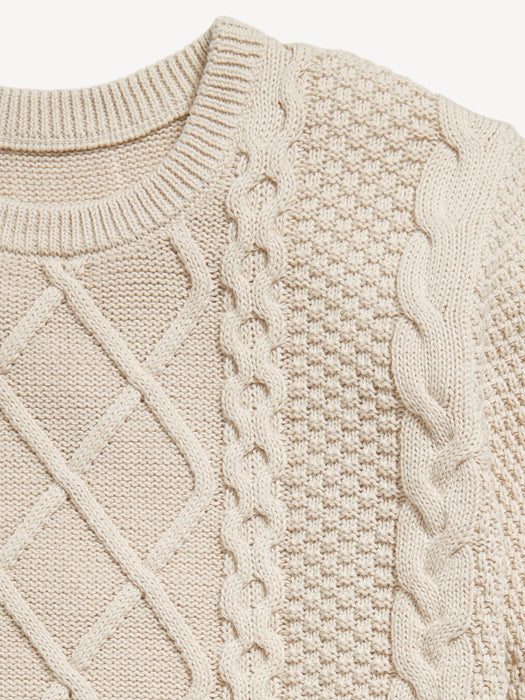 Crew-Neck Cable-Knit Sweater for Boys
