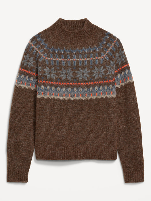 Holiday Print Mock-Neck Sweater