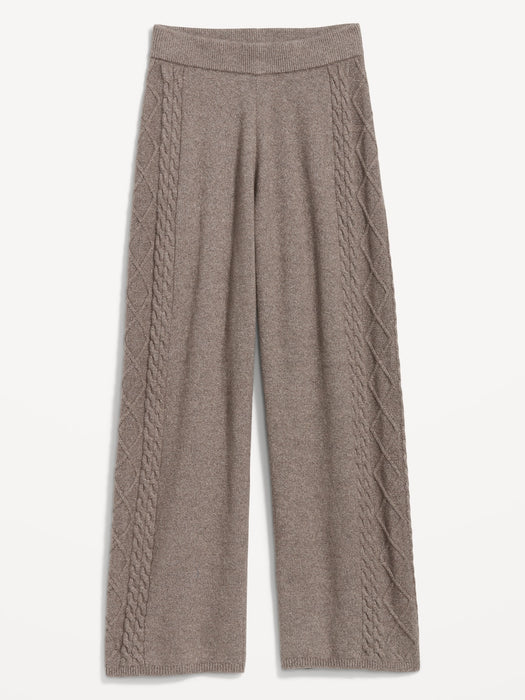 SoSoft Cable-Knit Wide-Leg Sweater Pants