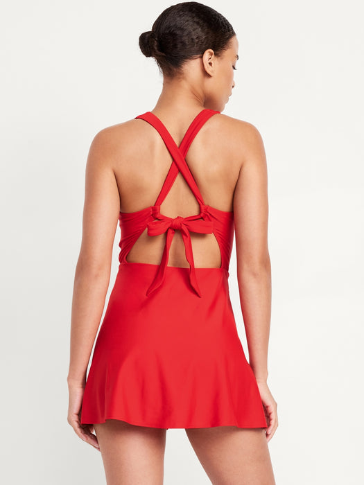 Matte Tie-Back Swim Dress