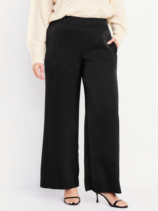 High-Waisted Satin Super Wide-Leg Pants