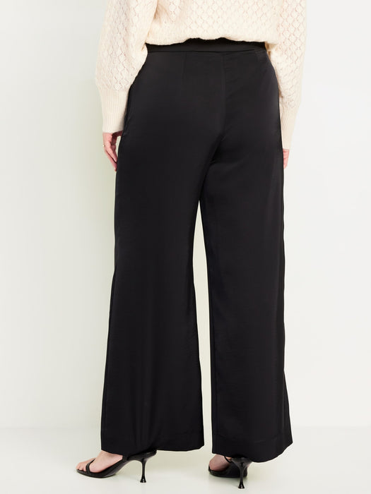 High-Waisted Satin Super Wide-Leg Pants