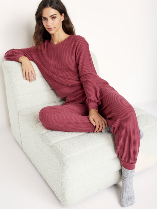 High-Waisted Waffle Lounge Joggers