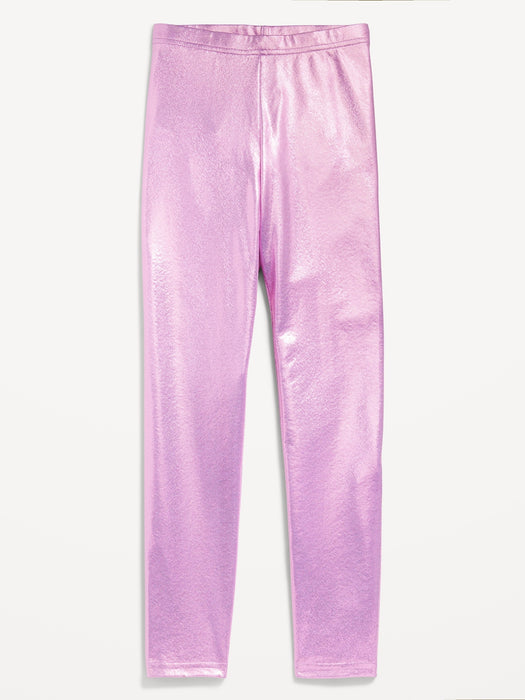 Shiny Foil Print Leggings for Girls