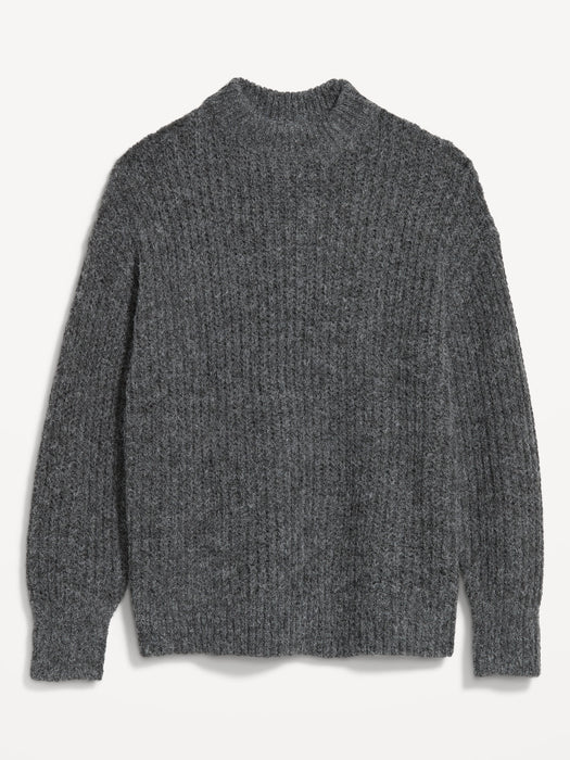 Loose Shaker-Stitch Tunic Sweater