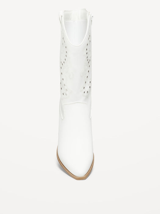 Faux-Leather Western Boots