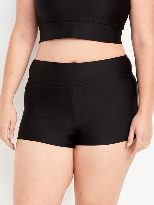 High-Waisted Matte Swim Shorts -- 2-inch inseam