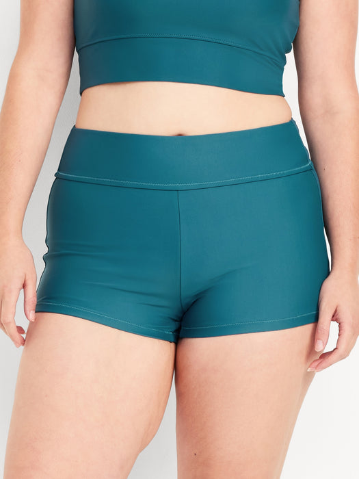 High-Waisted Matte Swim Shorts -- 2-inch inseam