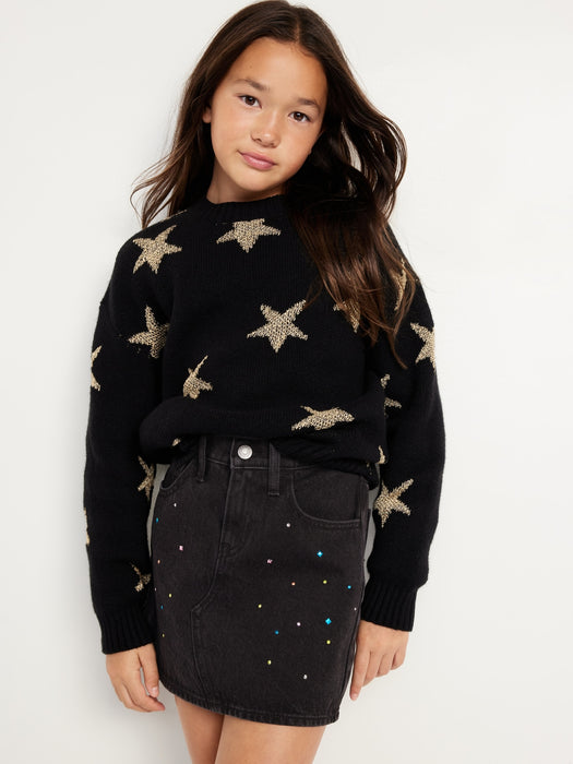 High-Waisted Sparkly Jean Skirt for Girls