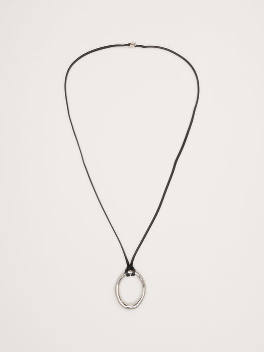 Leather Oval Pendant Necklace