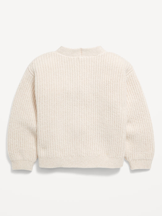 Velvet-Bow Cardigan Sweater for Toddler Girls