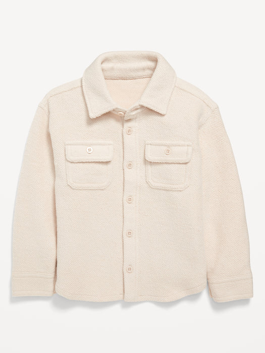 Cozy-Knit Buttoned Pocket Shirt for Toddler Boys