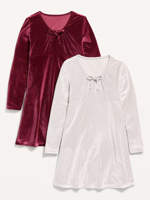 Long-Sleeve Velvet Dress 2-Pack for Girls