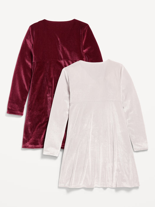 Long-Sleeve Velvet Dress 2-Pack for Girls