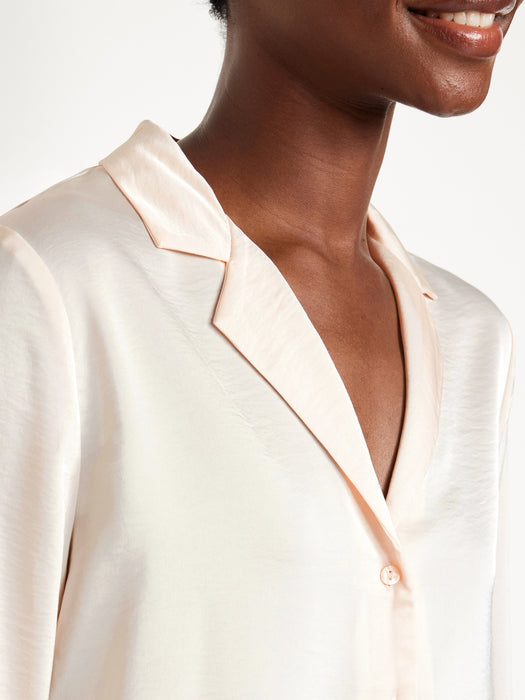 Satin Cropped Button-Down Shirt