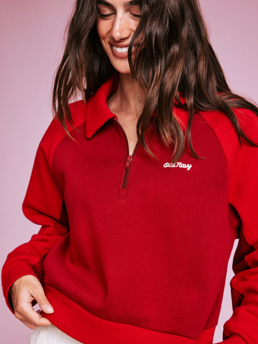 '94 Logo-Graphic Quarter-Zip Crop Sweatshirt