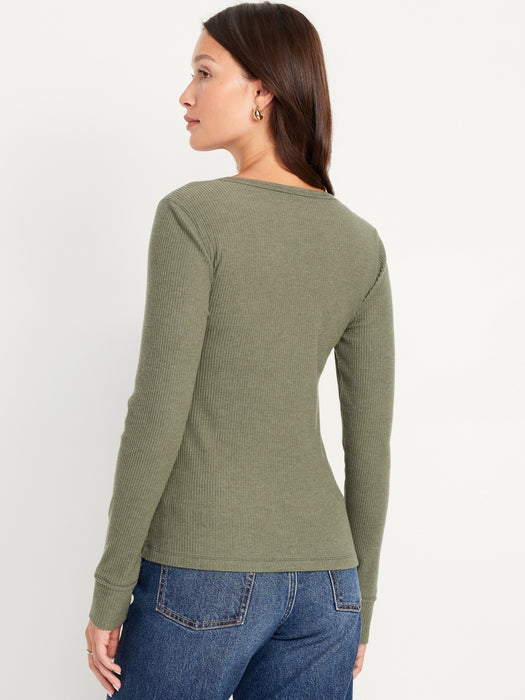 Fitted Plush Henley T-Shirt