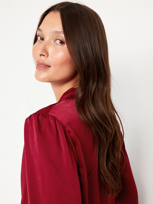 Wrap-Front Satin Top