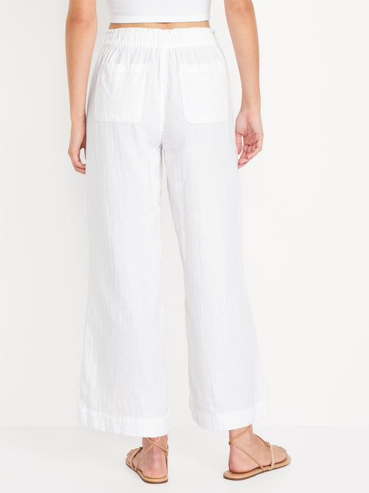 High-Waisted Crinkle Gauze Ankle Pants