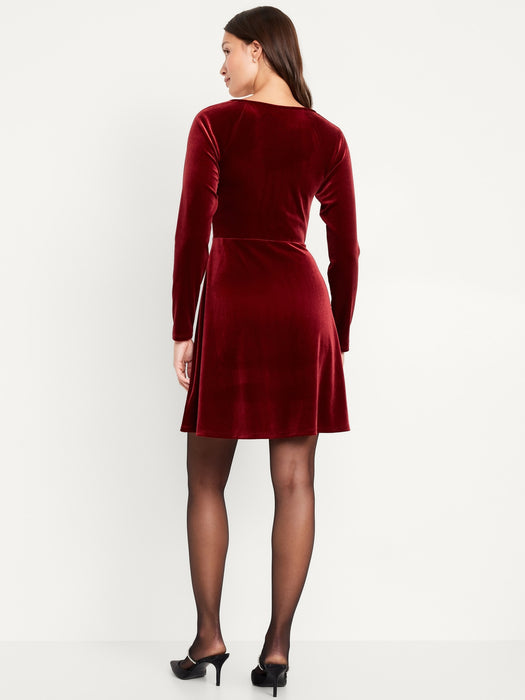 Fit &amp; Flare Velvet Mini Dress